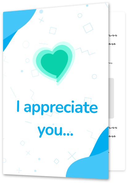 Image of an "I appreciate you" Appreciation Ripple Thankbox Card