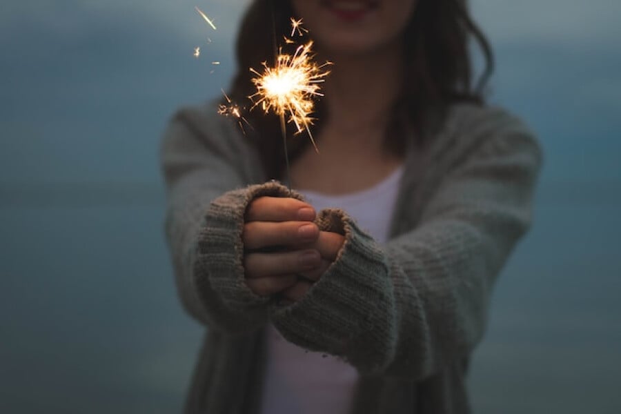 Holding an indoor sparkler