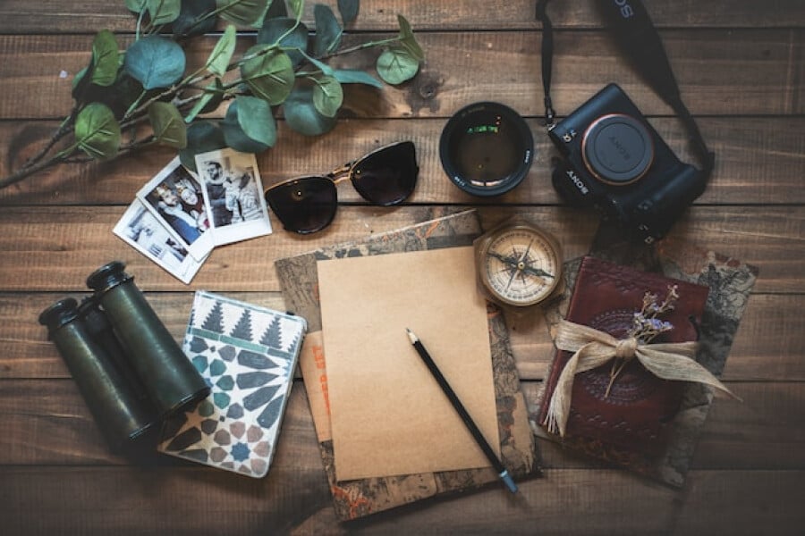 Assortment of travel items