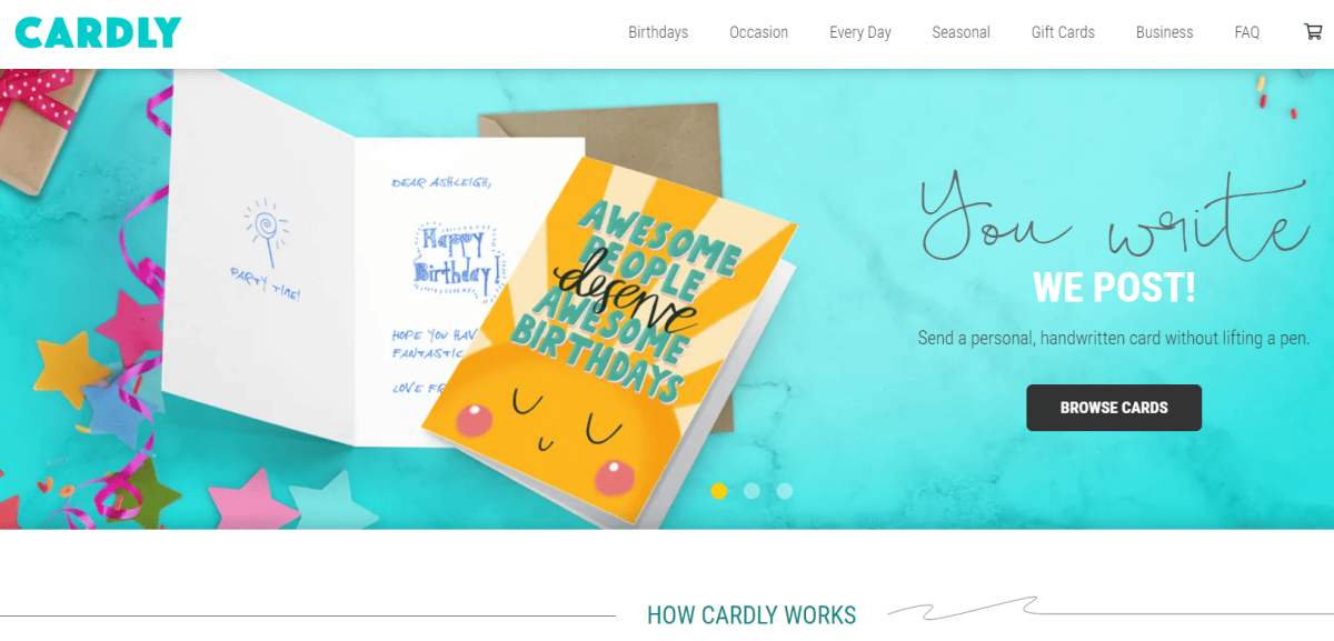 Moonpig alternative - Cardly