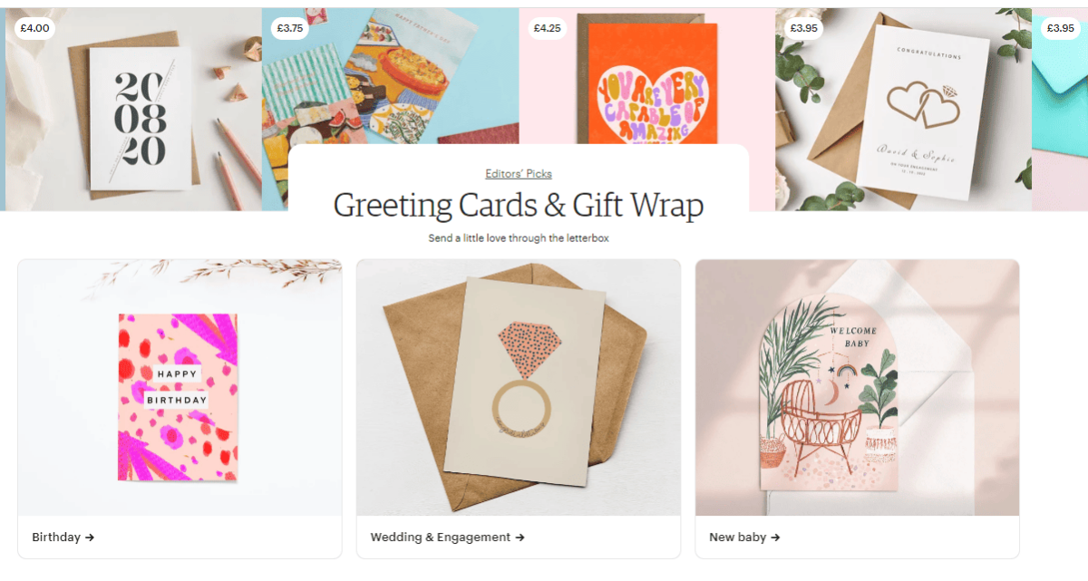 Moonpig alterntives - Etsy