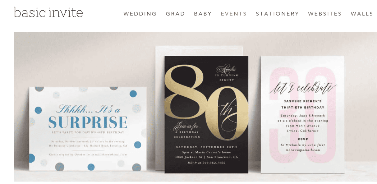 Moonpig alternative - Basic Invite