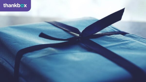 A wrapped gift box and ribbon