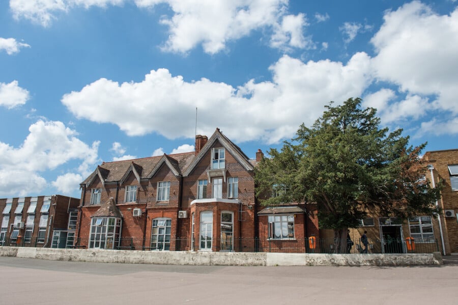 A picture of the outside of Hasmonean High School