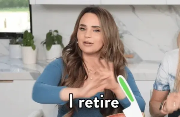 Lady saying “I retire, I'm done“ gif
