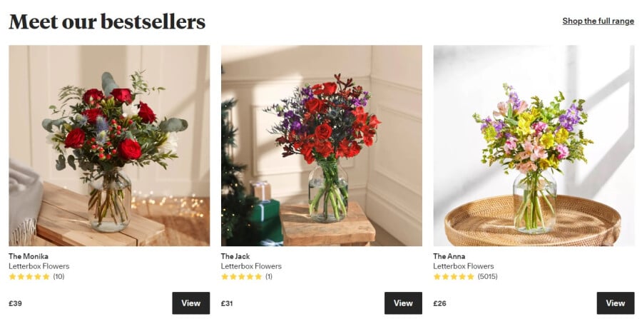 Bloom & Wild bestsellers