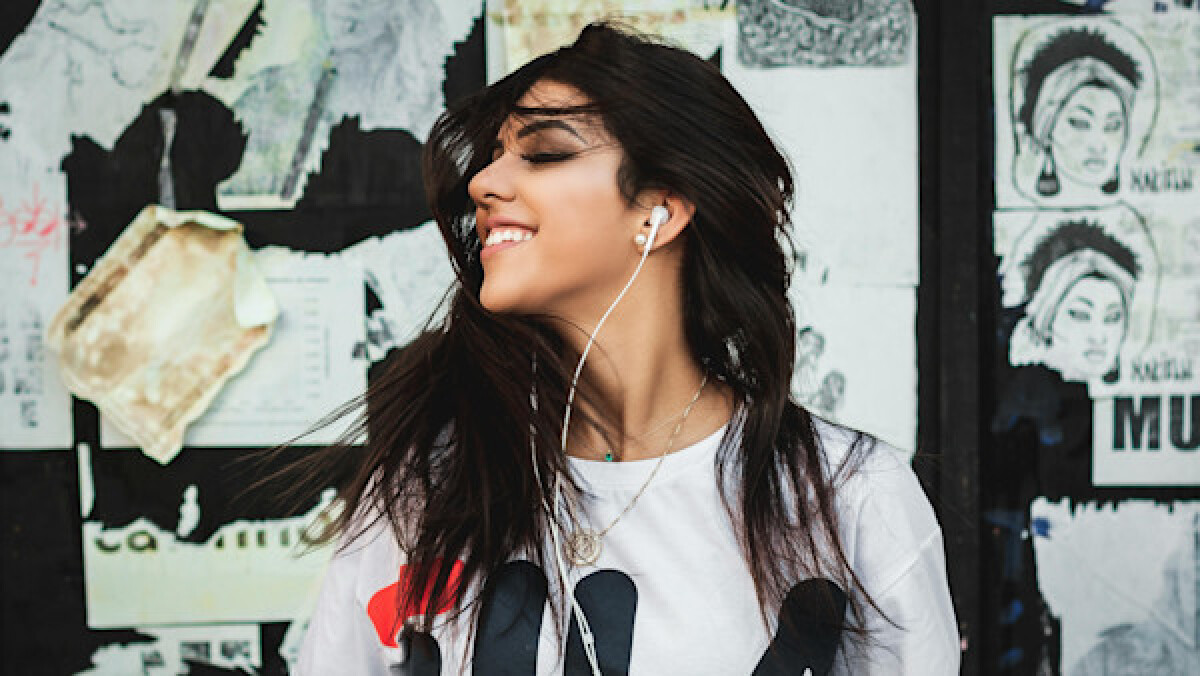Woman listening to music
