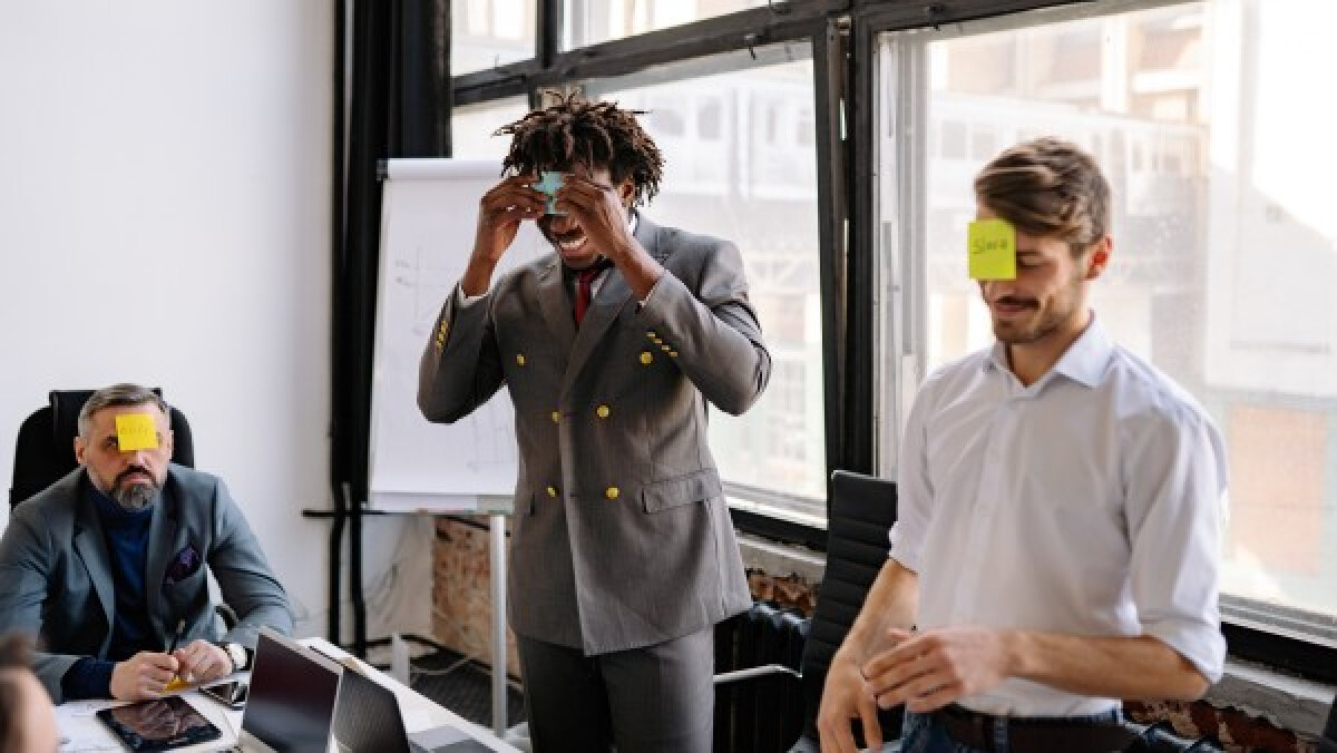 Colleagues playing games in the office