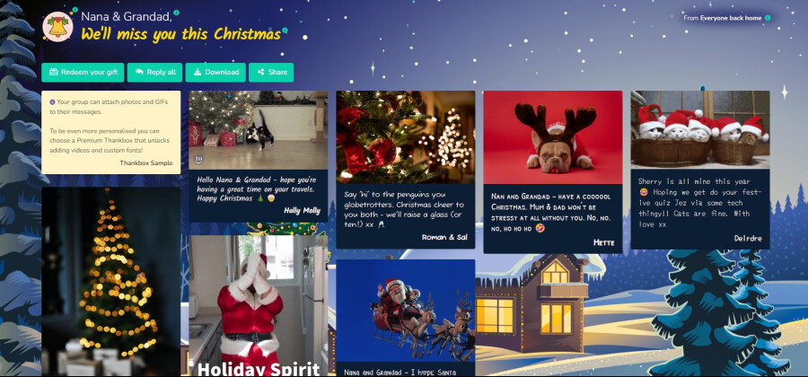 Thankbox Christmas sample page