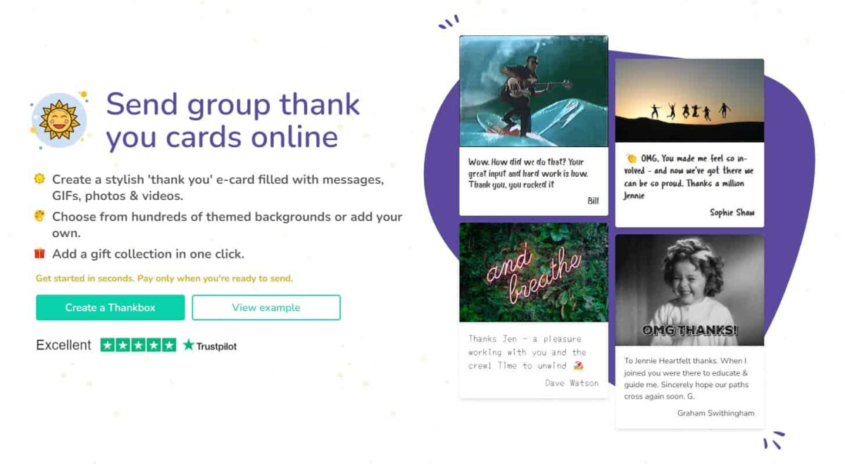 Thankbox Thank You card homepage